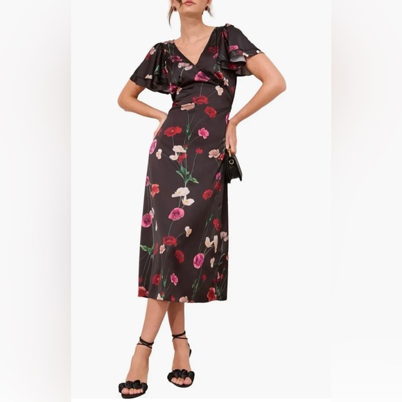 friends Like These Dresses & Skirts - Friends Like These - Elegant Black Floral Midi Dress
